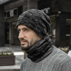 قبعة مع غطاء  رقبة فرو رجالي